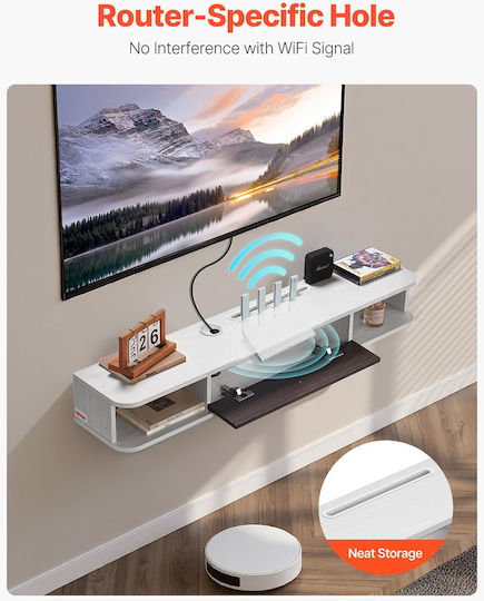 Vevor Floating Tv Stand 47 In Entertainment Center Power Cable Hole White