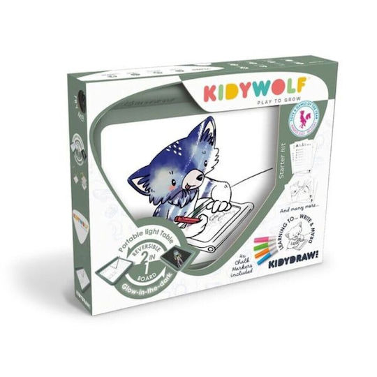 Kidywolf Kids Drawing Tablet Double Sided Rechargeable Light LED Screen & Blackboard