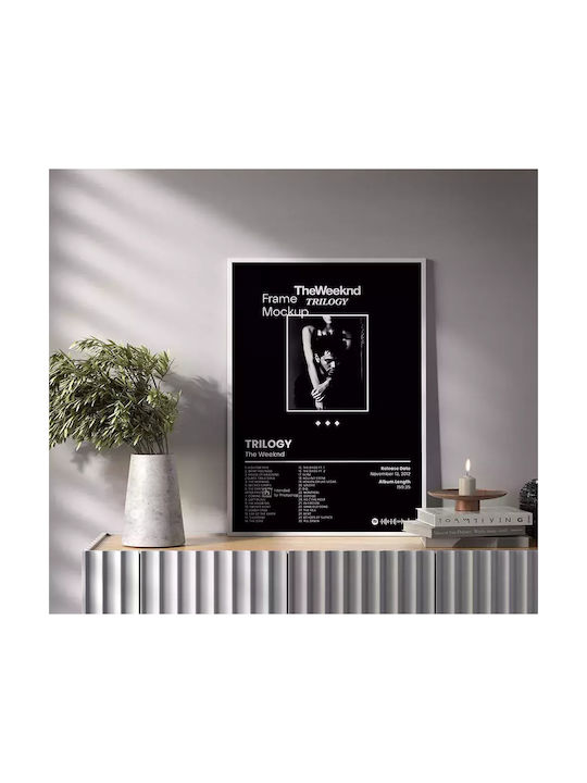 Music Poster Weeknd Trilogy Ms096 21cm X 30cm Frame Natural Wood Beige