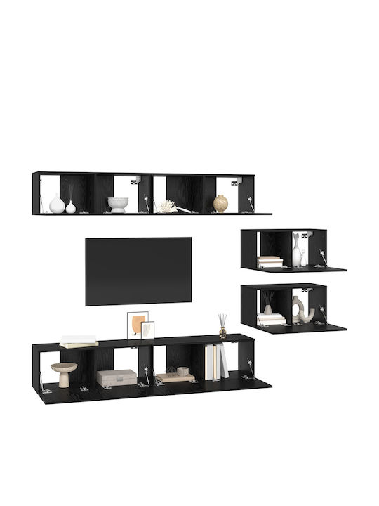 Wohnzimmer TV-Einheit Μαύρη Οξυά L80xB30xH30.5cm