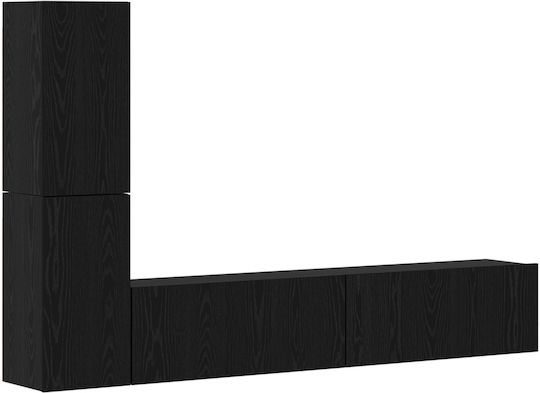 Living Room TV Unit Black Oak L80xW30xH30.5cm