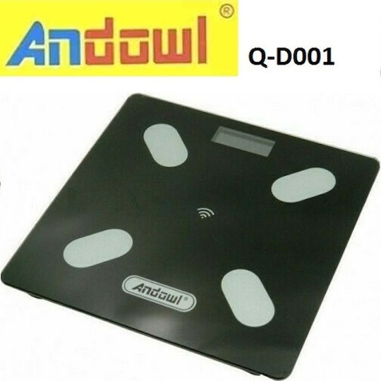 Andowl Q-D001 S Smart Bathroom Scale with Body Fat Counter Black