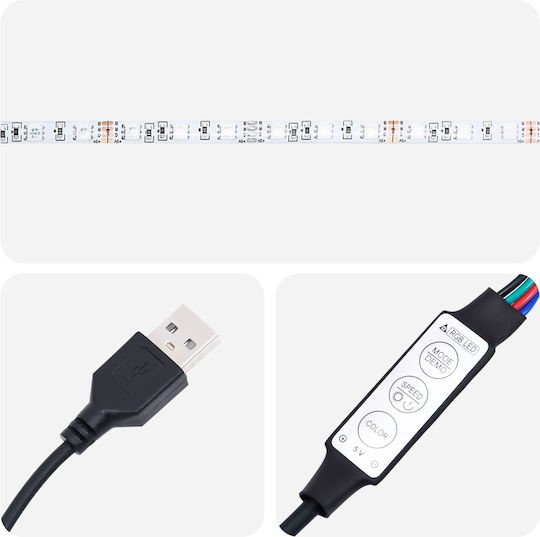 Телевизионно Мебелче с LED Осветление Черен Дъб М139.5xД34xВ50см