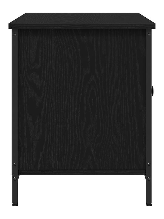TV Stand Made of Metal and Wood Black Oak M100xD40xH50cm