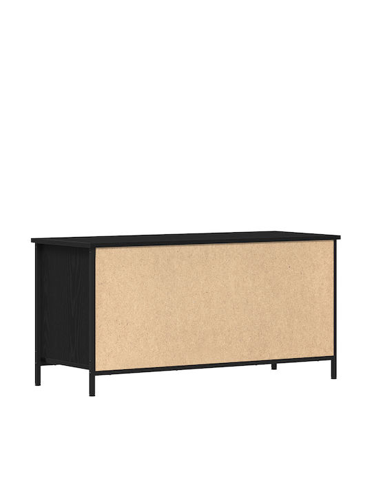 TV Stand Made of Metal and Wood Black Oak M100xD40xH50cm