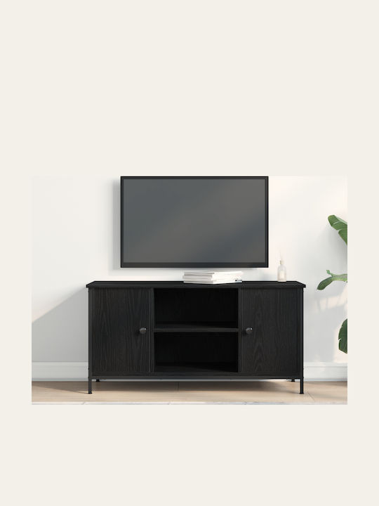 TV Stand Made of Metal and Wood Black Oak M100xD40xH50cm