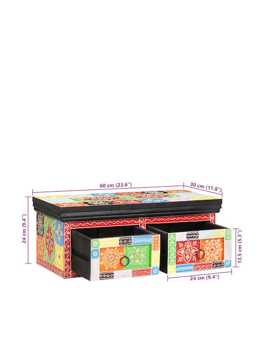 Έπιπλο Τηλεόρασης από Μασίφ Ξύλο Rough Mango Μ60xΠ30xΥ24cm