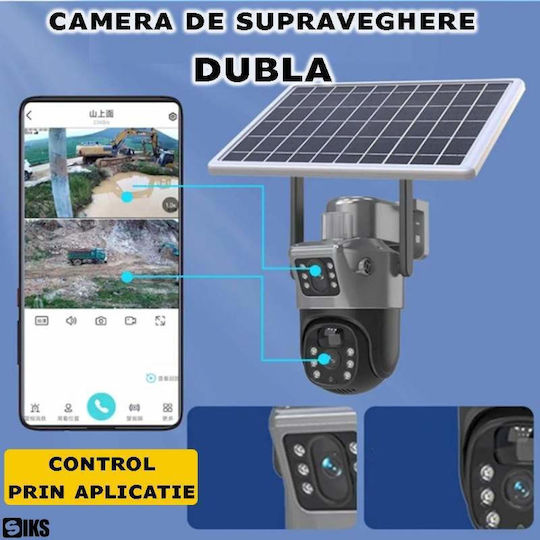 Cameră De Supraveghere IP Wi-Fi/4G Full HD+ 3MP Rezistentă La Apă Cu Baterie Și Difuzor Gri