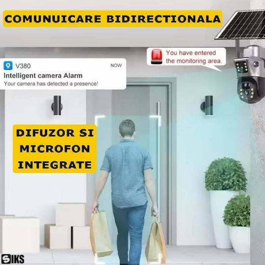 Cameră De Supraveghere IP Wi-Fi/4G Full HD+ 3MP Rezistentă La Apă Cu Baterie Și Difuzor Gri