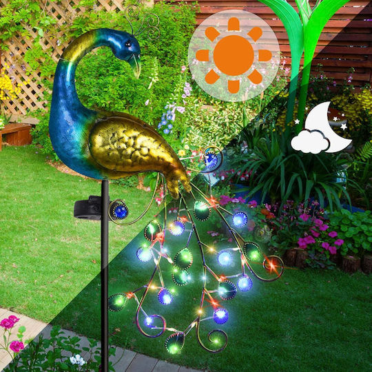 Outdoor Solarleuchte Rgb Led 180° Mobile Solar Panel Pfau Dekor Pfahl Garten Hof Dämmerungssensor Ip44 Mehrfarben