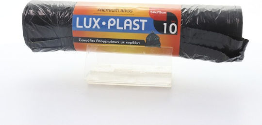 Lux Plast Trash Bags with Drawstring 54x75cm 10pcs Black