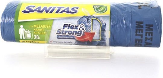Sanitas Σακούλες Απορριμάτων Χωρητικότητας 30lt Flex 55x50cm 10τμχ Μπλε