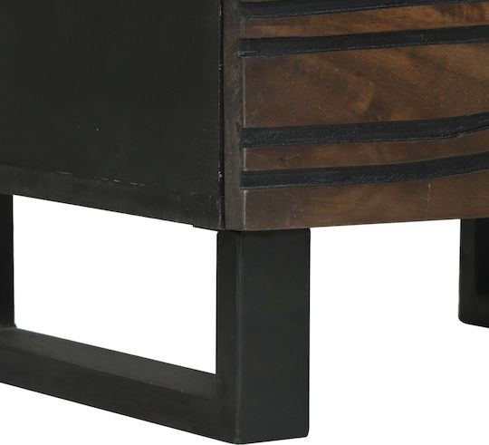 Bedside Table from Solid Wood and Glass Mango 40x33.5x46cm