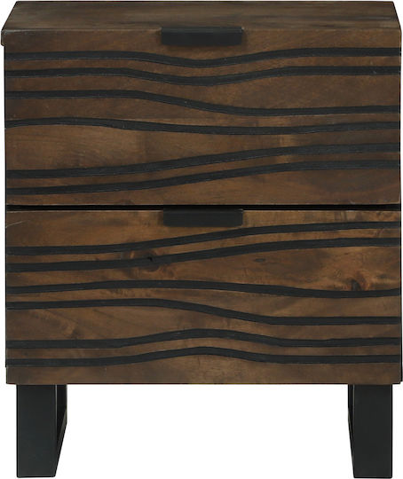 Bedside Table from Solid Wood and Glass Mango 40x33.5x46cm