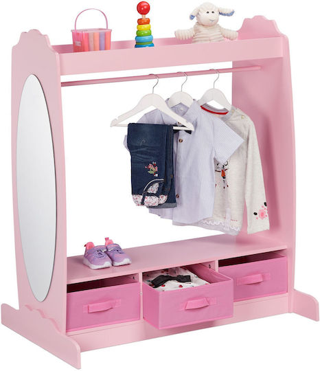 Relaxdays Cuiere pentru Copii Multi Hook cu cârlig Lemn Roz 107x97.5x61εκ. 1buc