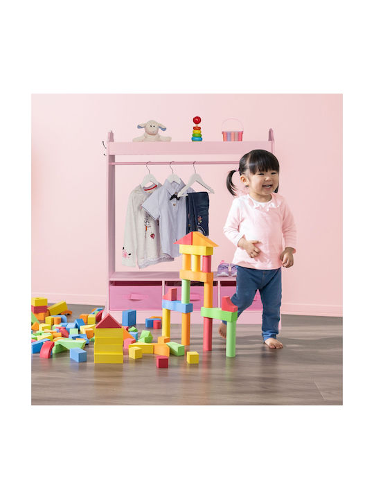 Relaxdays Cuiere pentru Copii Multi Hook cu cârlig Lemn Roz 107x97.5x61εκ. 1buc