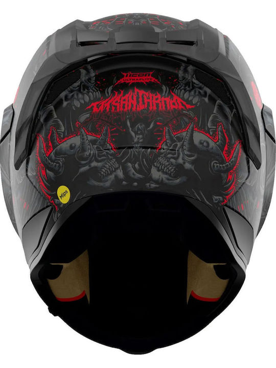 Icon Ultraflite Misanthrope Black Mat Red Κράνος Μηχανής Full Face ECE 22.06