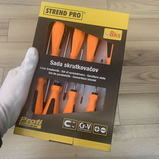Strend Pro Sd9971 Screwdriver Set Straight Cross 8 Pieces Cr-v
