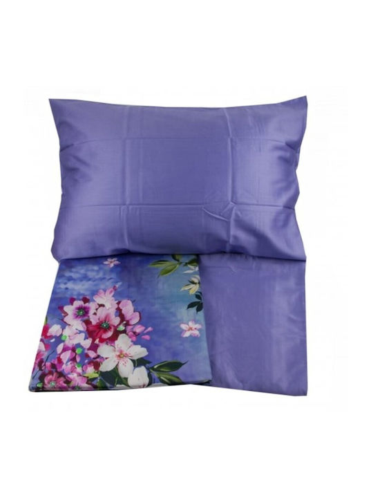 Tac Set Husă de Pilotă Dublă cu 4 Fețe de Pernă & 1 Cearsaf 200x220 Violet