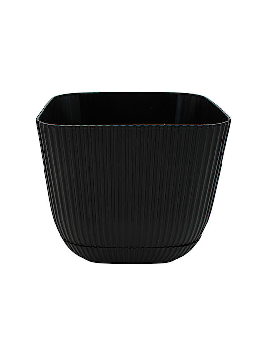 Topf Kunststoff Black mit Untersetzer 15x15x13cm.