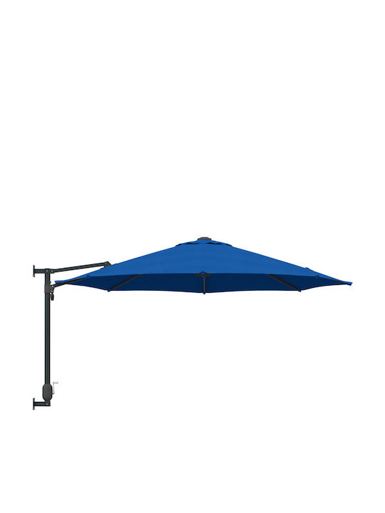 Wandmontierter Rundschirm aus Aluminium Hellblau F2.3xH1.48m
