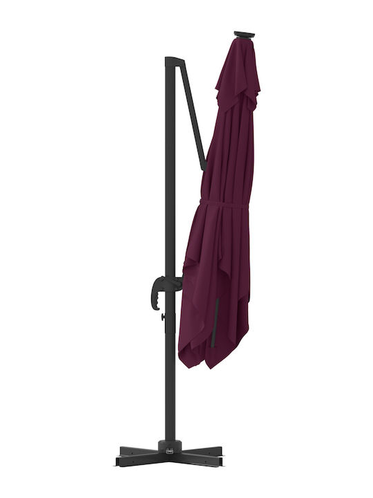 Hanging Aluminum Burgundy Garden Parasol 2.5x2.5xHeight 2.65m