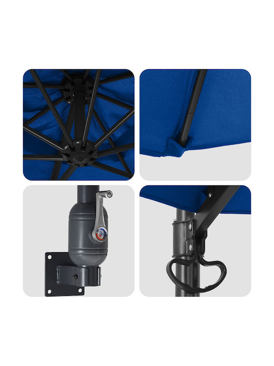 Wandmontierter Rundschirm aus Aluminium Hellblau F2.3xH1.48m