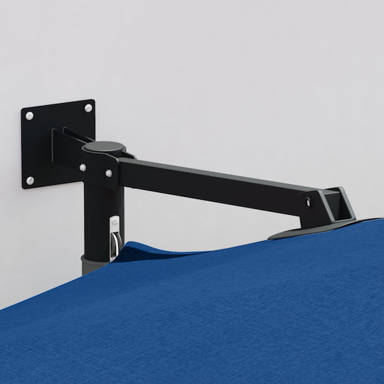 Wandmontierter Rundschirm aus Aluminium Hellblau F2.3xH1.48m
