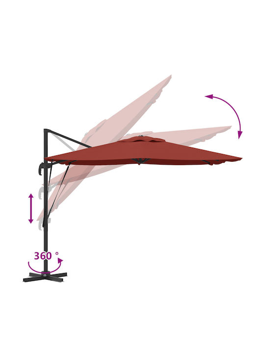 Hängender Aluminium Rote Garten- und Terrassen-Sonnenschirm 2,5x2,5m