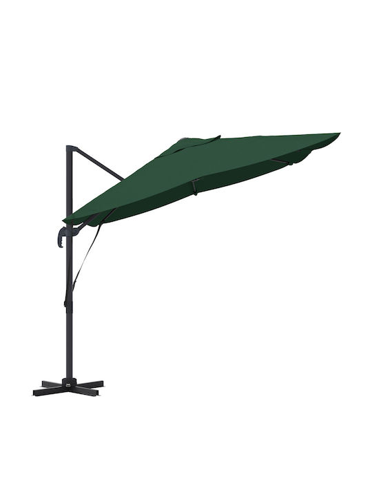 Umbrelă Suspendată Pătrată Din Aluminiu Verde 2.5x2.5xÎnălțime 2.6m