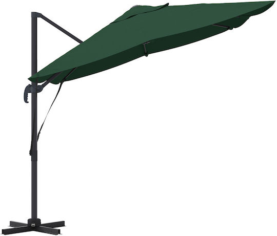 Garten- und Terrassen-Sonnenschirm Hängend Quadratisch Aluminium Grüne 2,5x2,5xH2,6m