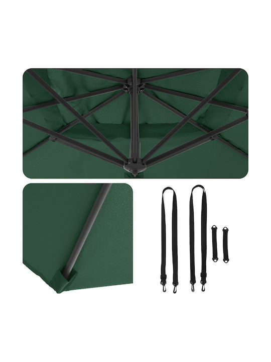 Umbrelă Suspendată Pătrată Din Aluminiu Verde 2.5x2.5xÎnălțime 2.6m
