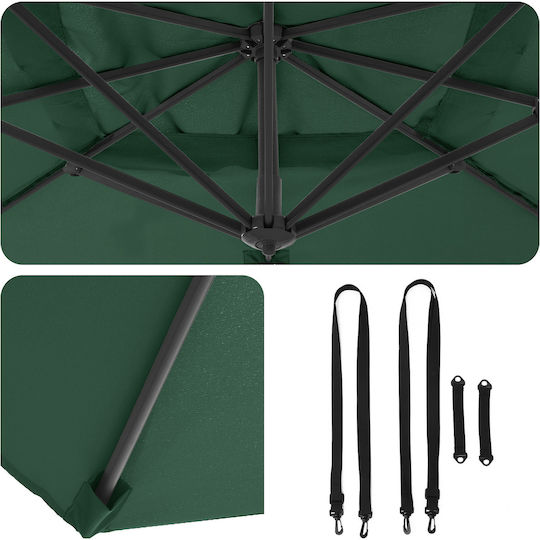 Garten- und Terrassen-Sonnenschirm Hängend Quadratisch Aluminium Grüne 2,5x2,5xH2,6m