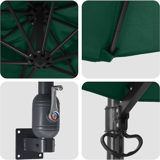 Wandmontierte Metall-Garten- und Terrassen-Sonnenschirm Grüne Wandmontierte Metall-Garten- und Terrassen-Sonnenschirm Grüne
