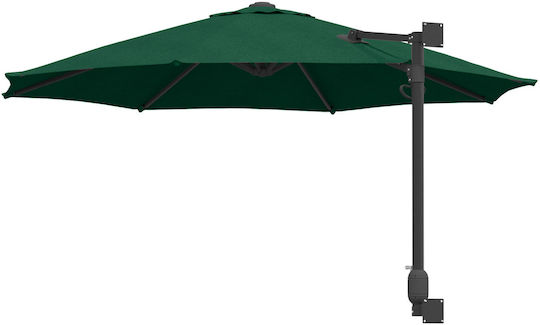 Wall Mounted Circular Metal Green Parasol Φ2.5xH1.48m