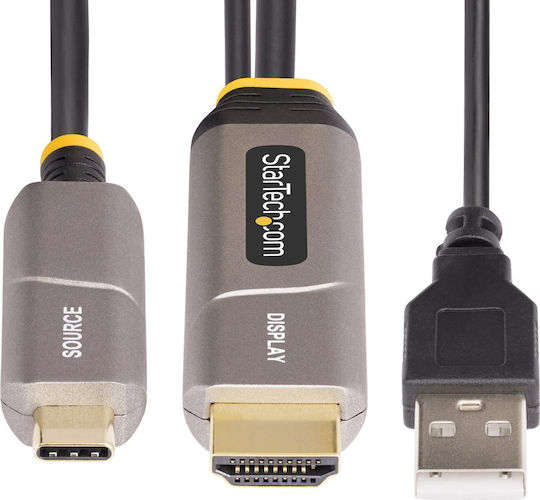 Startech 146b-usbc-hdmi4k-aoc 15.2m Usb Type-c To Hdmi Type A Standard Cable Adapter Black
