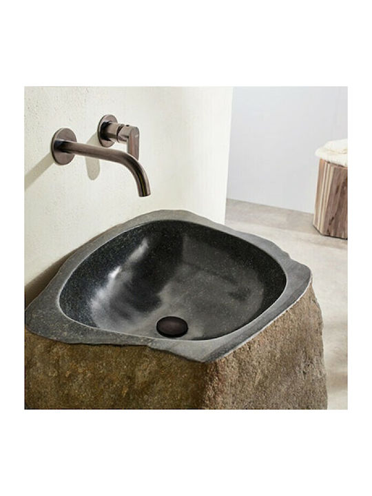 Fossil Επικαθήμενος Νιπτήρας Πέτρινος 45x45x90cm Grey