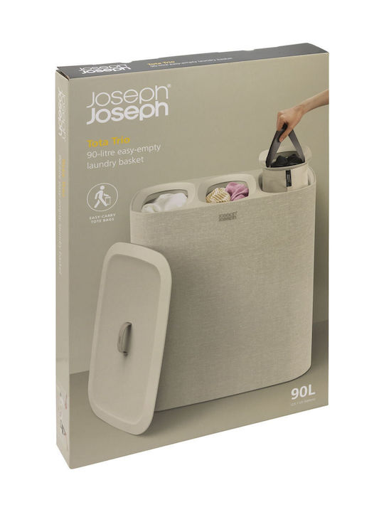 Joseph Joseph Coș De Rufe Din Plastic 90lt Cu Capac 71x59.1x39.5cm Bej