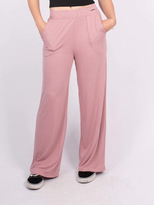 Pantaloni Largi Comozi Viscose Roz
