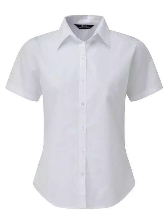 Kurzärmelig Damen Hemd White