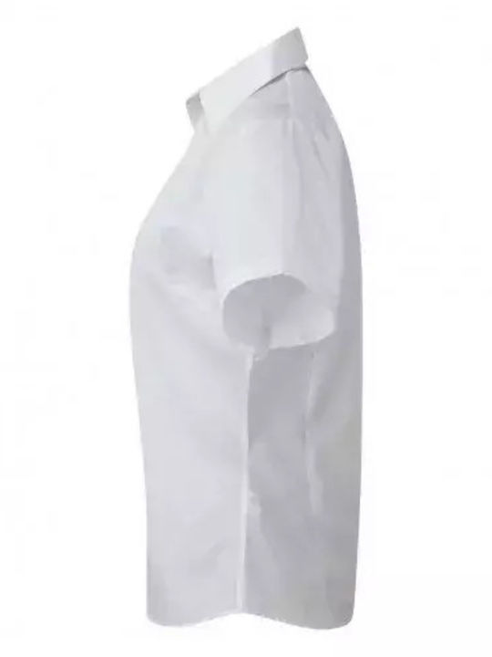 Kurzärmelig Damen Hemd White