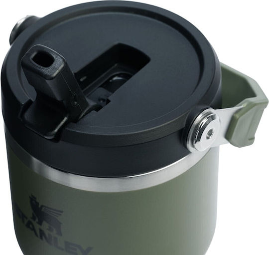 Stanley Iceflow Flip Straw Tumbler Glass Thermos Stainless Steel BPA Free 600ml Dried Pine With Straw