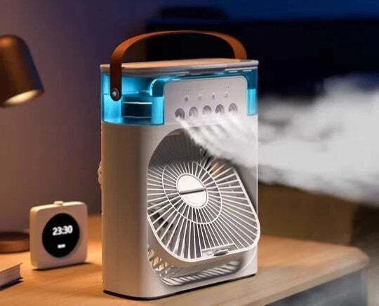 Ventilator Mini Aer Conditionat Usb Electric Ventilator Umidificator 7 Culori Lumină 3 Viteze 10w Alb