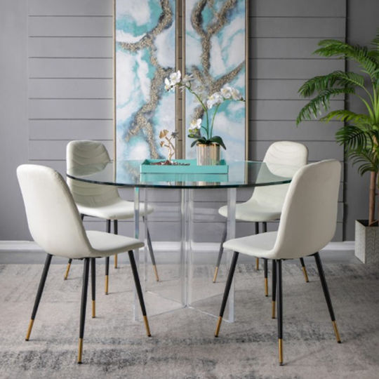 Quarteto Dining Room Fabric Chair Ecru 44x55x90cm 4pcs