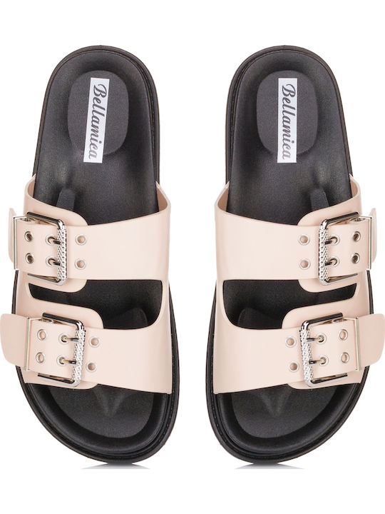 Women's Flat Sandals in Beige Color