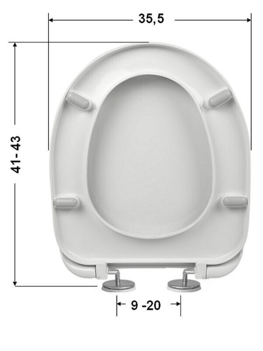 EVIOP Bakelite Soft Close Toilet Seat White 35cm