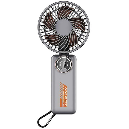 Portable Fan Led Display Z8 3 Speeds Usb-c 2a 3600mah Compact Lightweight White