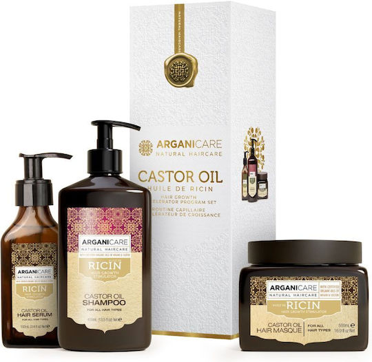 Arganicare Trio with Castor Oil Set de îngrijire a părului pentru reconstrucție și hrănire cu Ulei
