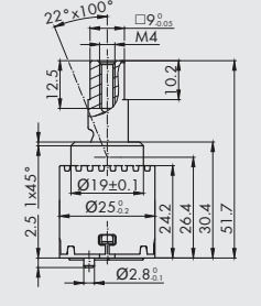 Mechanism K25m Φ25 2 Pins Slots Ceramic Mixer Battery Lever 9x9 H52