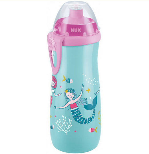 Nuk First Choice Sports Cup Educational Sippy Cup Plastic Light Blue Mermaids Pink- Light Blue for 24m+m+ 450ml